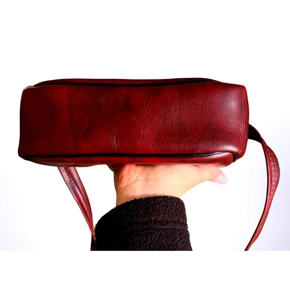 Vintage Kodak Kodamatic Camera Case Burgundy Faux Leather Shoulder Bag Retro